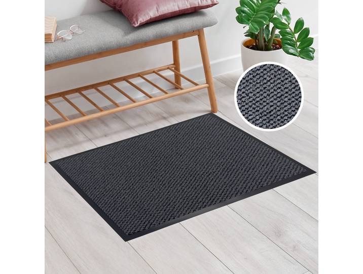 Fussmatte GOODPRODUCT Tarron, Schmutzfangmatte Indoor, für Hausflur und Eingangsbereiche , grau (anthrazit), B:60cm H:5mm L:80cm, Kunstfaser, Teppiche, Fussmatte, Eingangsmatte, rutschfeste Unterseite, meliert