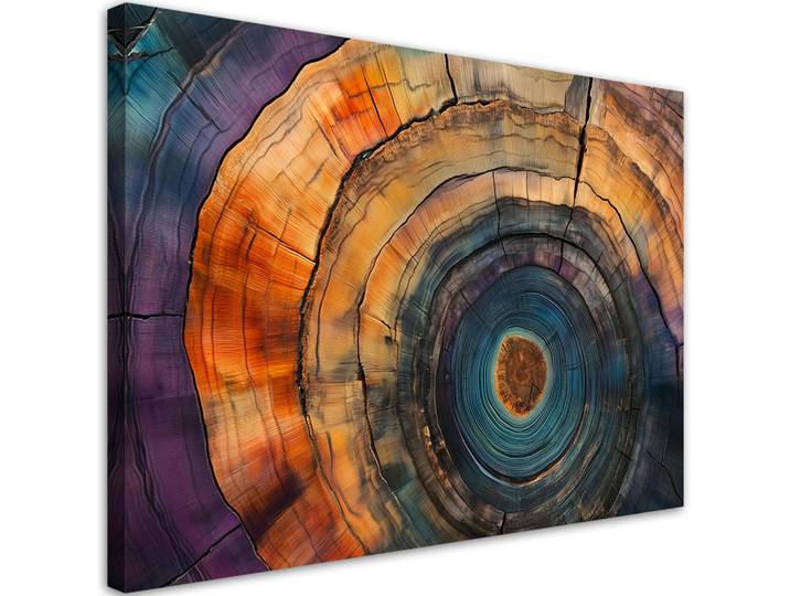 Feeby Leinwandbild Bunte Baumringe Abstraktion 120x80cm, Mehrfarbig, Baum/Pflanze/Natur, Rechteckig, 120x80 cm, Bilder & Rahmen, Bilder, Leinwandbilder