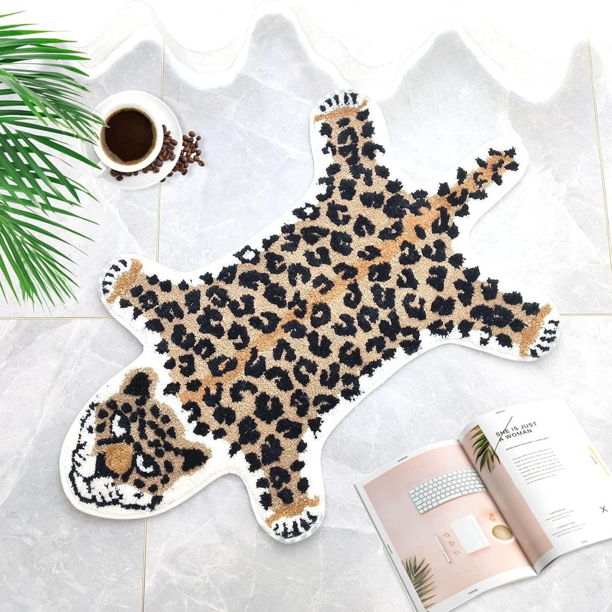 Seek4comfortable Luipaard badkamertapijt, antislip absorberende badmat met cheetah-motief