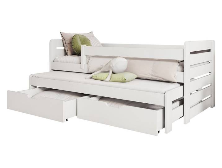 MIRJAN24 Jugendbett Tomas II (mit zwei Bettschubladen auf Rollen), 2x Schlaffläche, Holzkonstruktion