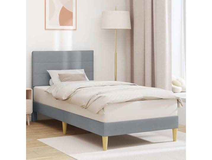 RJPLMFV Bettgestell, Stoff, Hellgrau, 80 x 200 cm Zeitgenössisch, gedrehte Füße, robustes Sperrholz, einfache Montage, einfache Reinigung