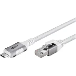 Goobay Ethernet-Kabel USB-C 3.1 auf RJ45, 10 m (USB-C), Netzwerk Adapter, Weiss