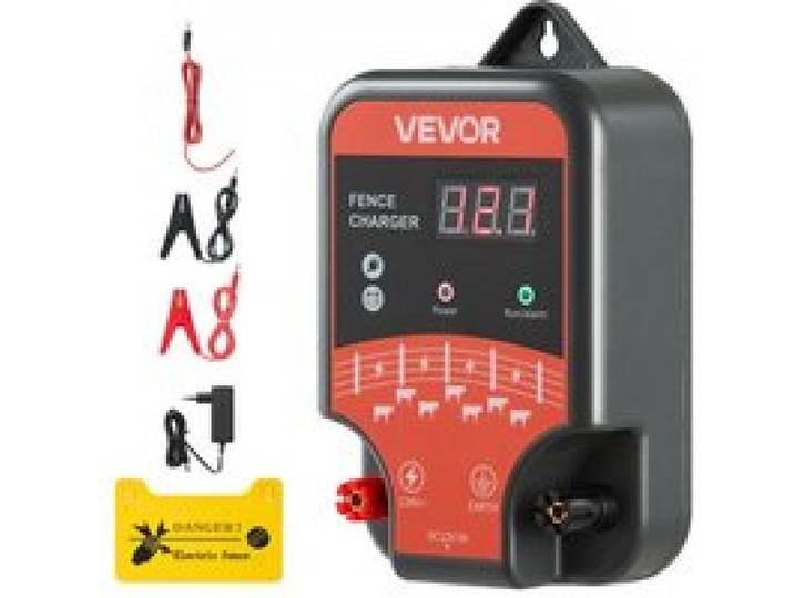 VEVOR Chargeur de Clôture Électrique, 3 J, Électrificateur de Clôture Électrique, Compatible Alimentations CA CC Solaire, 12 kV, Indicateur LED, Portée 1-3 km, pour Empêcher Intrusion Animaux Sauvages