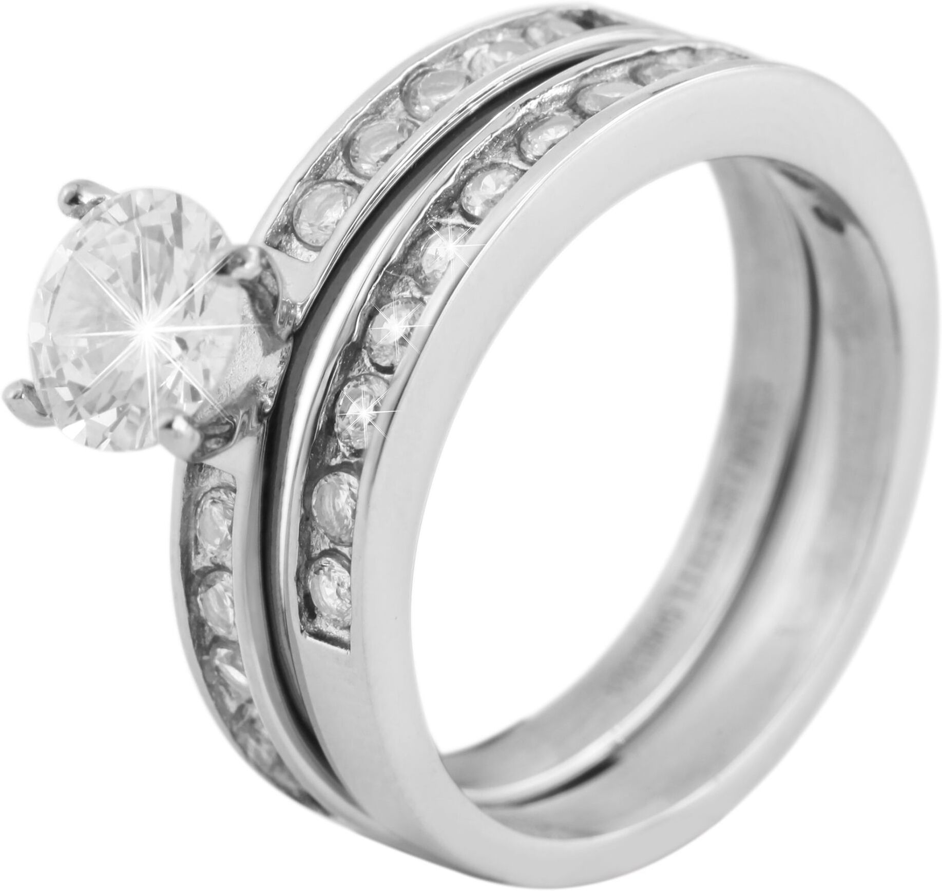 Fingerring AKZENT "Naamah, langlebig" Gr. 58, silber (silberfarbig), Fingerringe, Damen, 58, Edelstahl, Fingerring