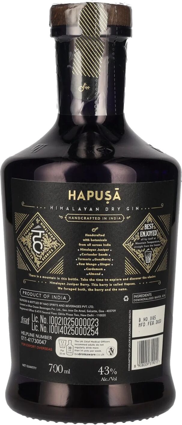 Hapusa Gin Hapusā Himalayan Dry Gin 43% Vol. 0,7l
