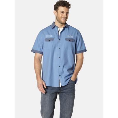 Kurzarmhemd BABISTA "Kurzarmhemd PIOLASTI", Herren, Gr. L, weit, blau (hellblau), Obermaterial: 100% Baumwolle CO., regular fit, Hemden, mit feiner Bestickung