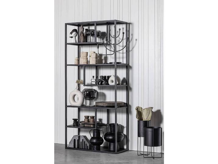 Regal Vallvik I Metall, lackiert Schwarz 85 x 188 x 35cm