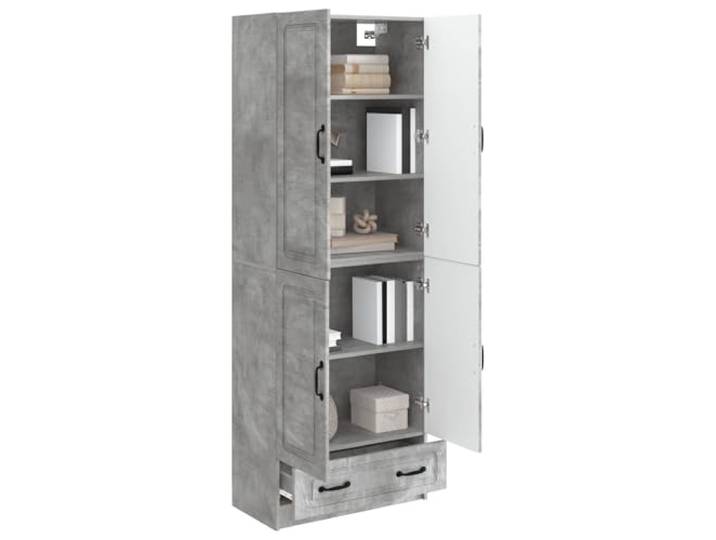 KTHLBRH Schrank-Set 2 Stück Grau Beton Holz Engineered 3 Einlegeböden, 4 Türen, 1 Schublade, 20 kg pro Regal, großer Stauraum, Montage erforderlich
