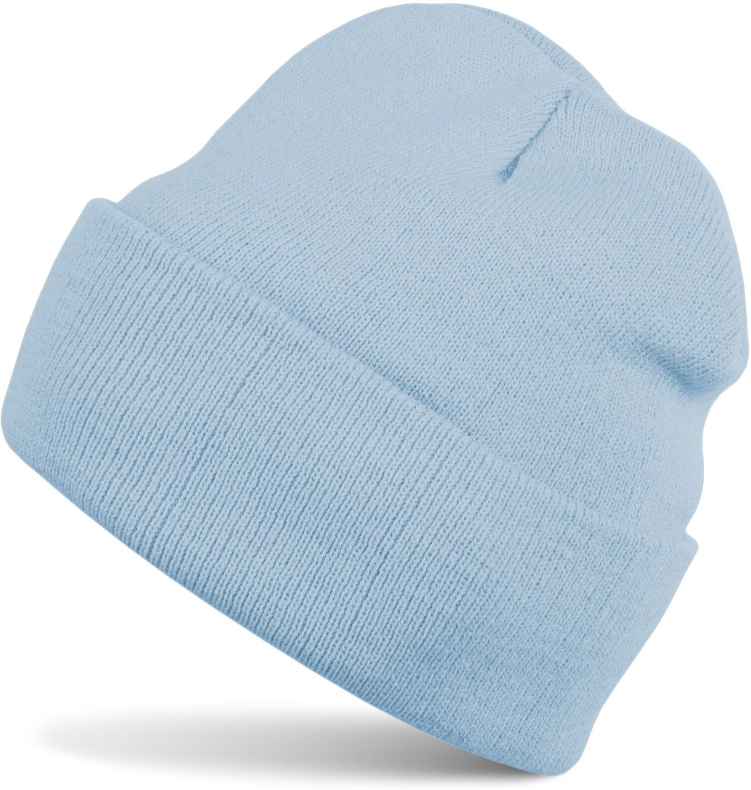 Strickmütze STYLEBREAKER "Kinder Strickmütze mit Krempe", Jungen, blau (hellblau), Obermaterial: 100% Polyacryl PAN., Modisch, Mützen Strickmütze