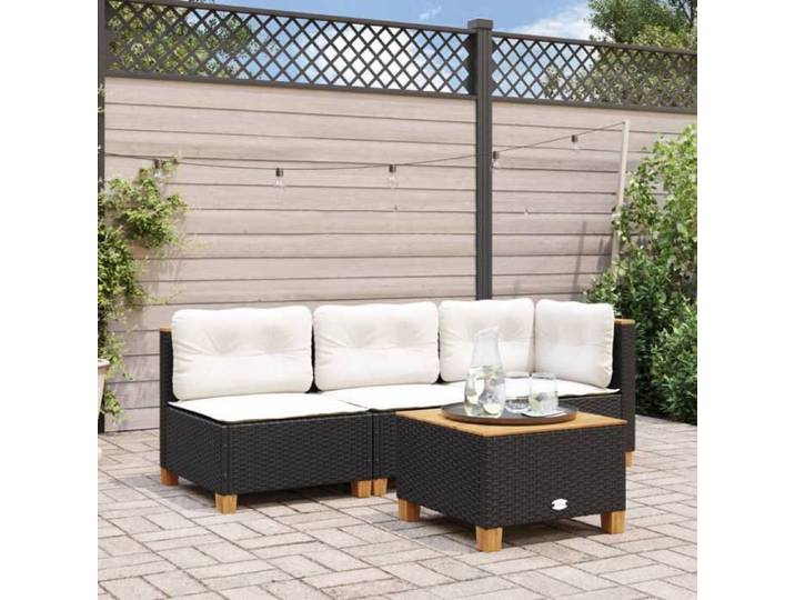 SALE 2026  Canapé de jardin Noir - Canapé de jardin sans accoudoirs coussins noir résine tressée PRO873529570