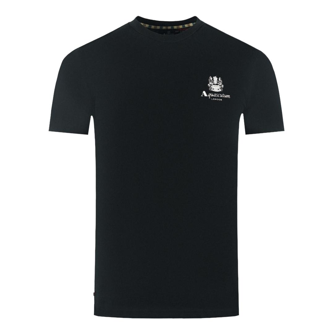 Aquascutum London Aldis Markenlogo auf der Brust Schwarzes T-Shirt