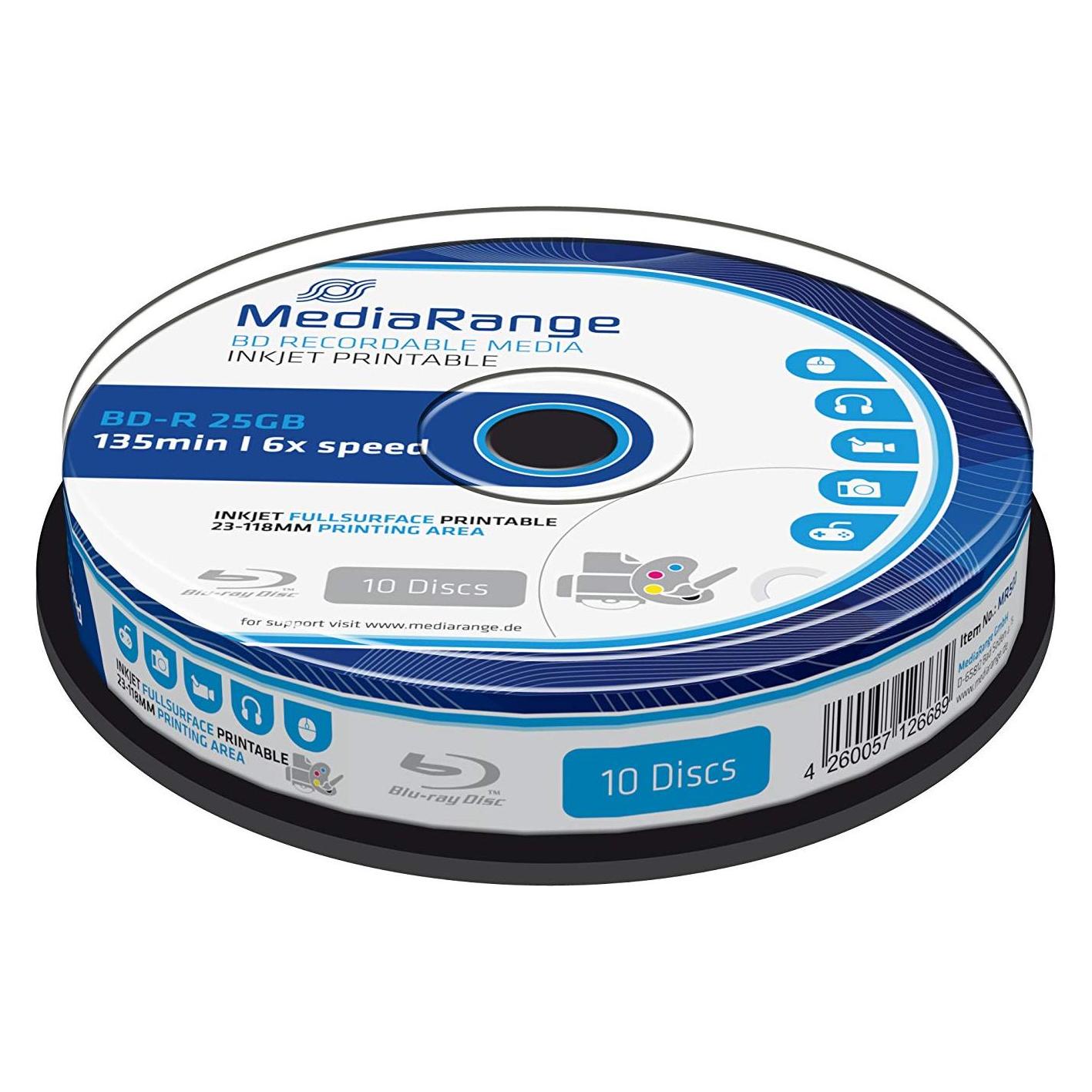 MediaRange Mediarang BD-R 6x Single Layer 25GB 10-Pck. (10x) (MR500)