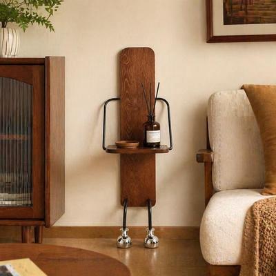 EP Light Mid-Century Solid Wood Waiter Tlit Shelf w/ Foldable Tray