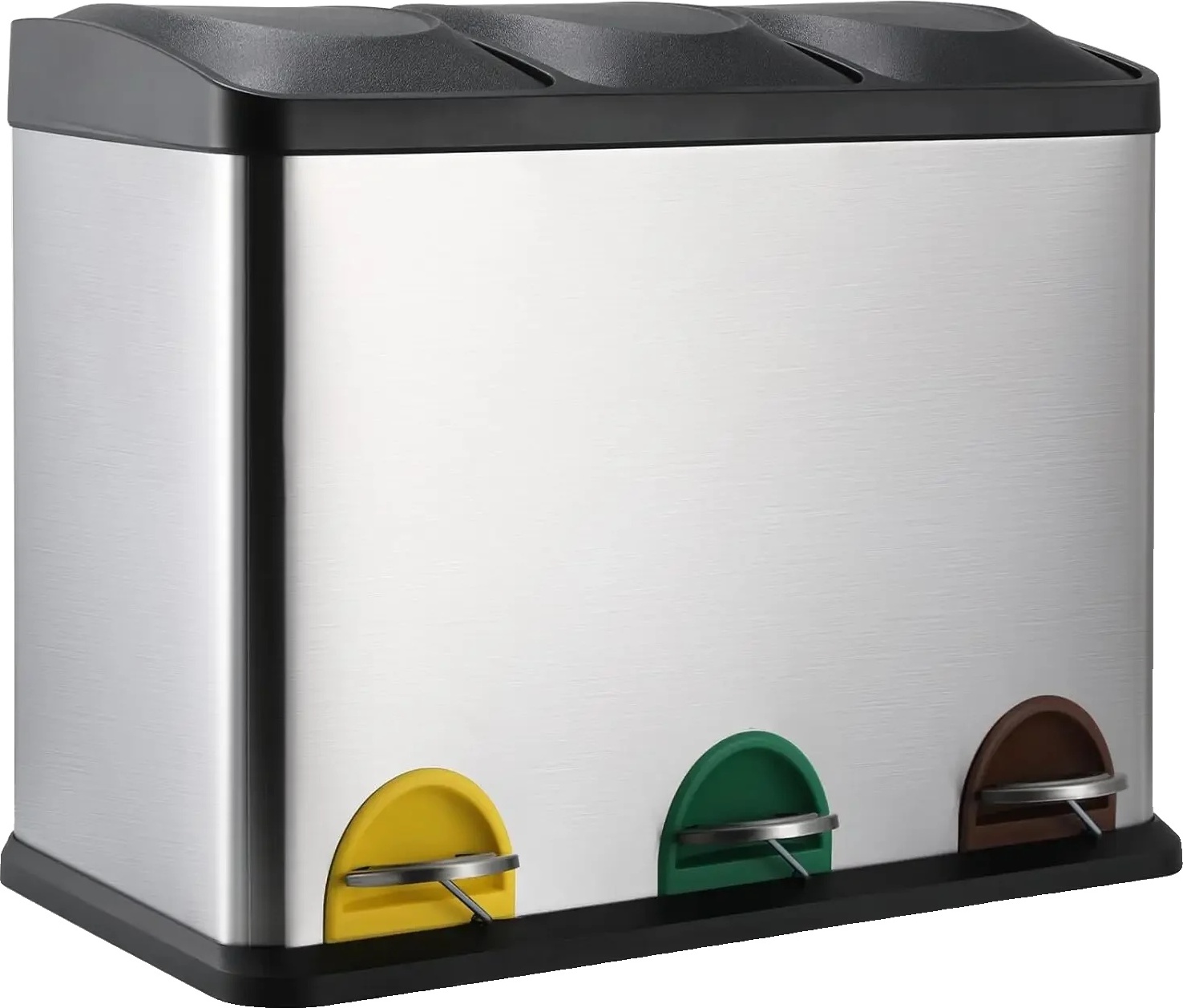 Tretmülleimer, Edelstahl, 3-Fach-Design, 3x 15L (45L)