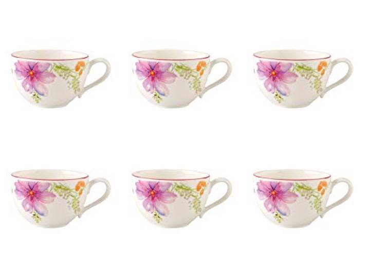 Villeroy & Boch Mariefleur Basic 6er Set Kaffeetassen 290ml weiß bunt Porzellan