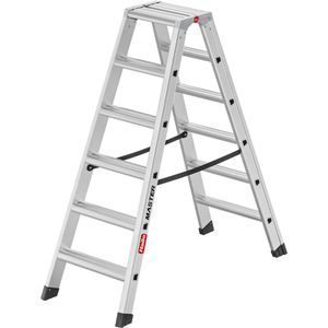 Hailo-Master Stehleiter D100, 10000113, beidseitig begehbar, aus eloxiertem Aluminium, bis 150kg, mit 2 x 6 Stufen