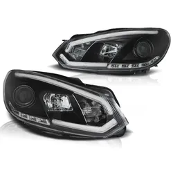 LED Tagfahrlicht Scheinwerfer passend für VW Golf 6 08-12 schwarz