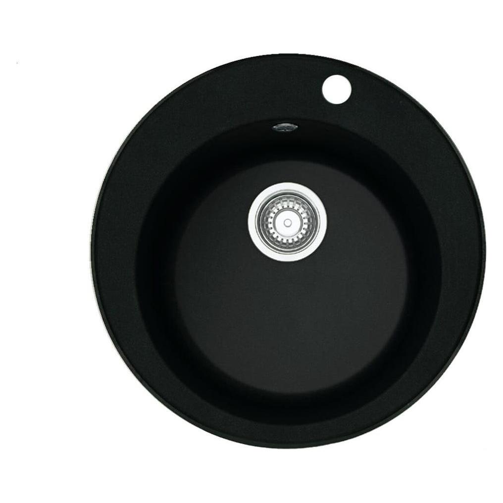 Franke Stone washbasin Ronda, ROG 610-41, plug valve, Onyx (Aufsatzspülbecken, 51 cm, 51 cm) (114.0199.718)
