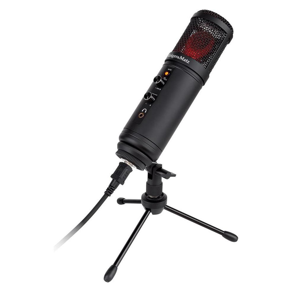 Krüger&Matz KM0765 - Warrior GV-100 Gaming en/of vlogmicrofoon, zwart (KM0765)