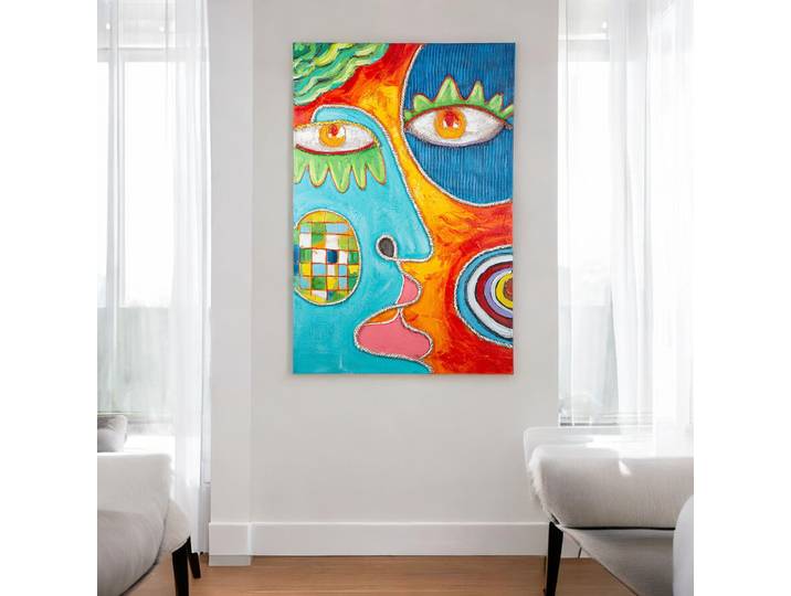 Leinwandbild CASABLANCA BY GILDE Visage rechteckig , bunt (farbe bild(er): mehrfarbig), B:80cm H:120cm T:4cm, Holz, Leinwand, Bilder, Leinwandbild