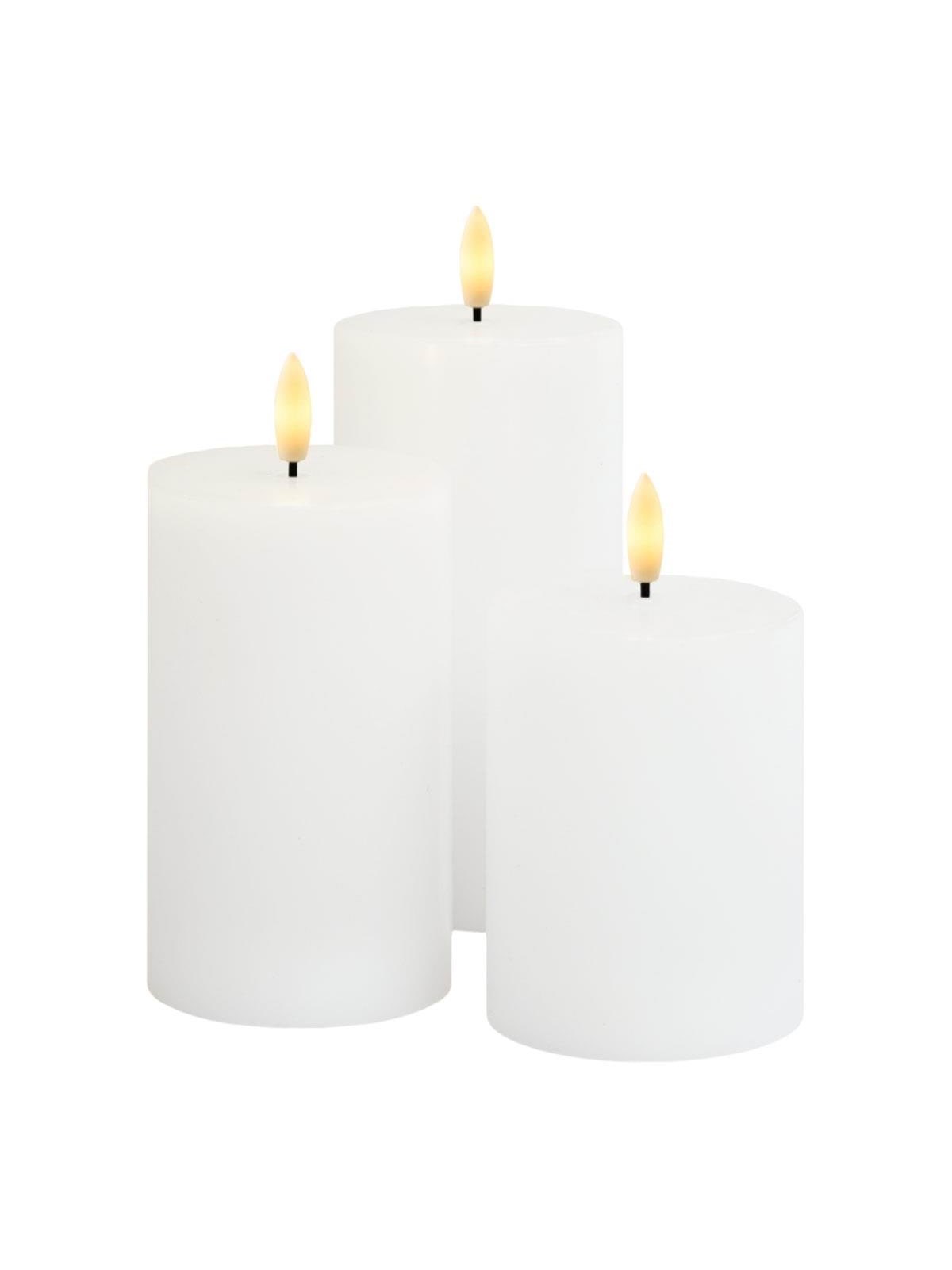 SIRIUS Sille LED rechargeable block candles white 3 pcs.