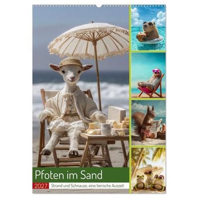 Pfoten im Sand (Wandkalender 2027 DIN A2 hoch), CALVENDO Monatskalender
