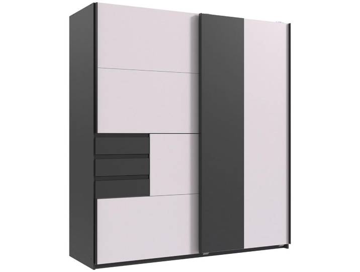 Schwebetürenschrank 180cm Coburg Graphitfarben/Weiß