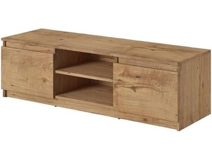 MINIO go for it - TV-Schrank Dingo 120cm Lowboard für Fernseher TV-Kommode TV lowboard stehend mit 2 Klapptüren & 2 offenen Fächern TV Möbel Kastanie