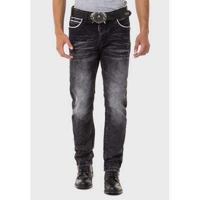 Straight-Jeans CIPO & BAXX "Jeans", Herren, Gr. 36, Länge 32, schwarz, 100% Baumwolle, unifarben, Basic, regular fit lang, Jeans Straight-Jeans, In Straight Fit, CD-148