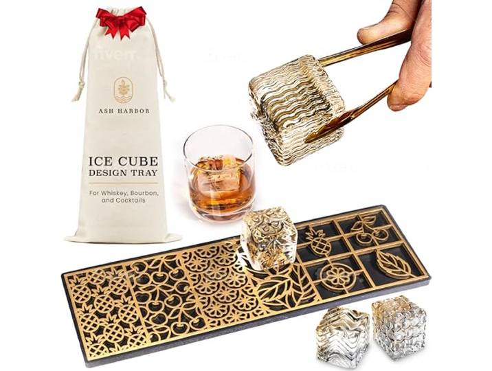 Ash Harbor Eiswürfelform transparent – Moderne Eiswürfelformen für Bourbon und Cocktails in 5 Sekunden – Whiskey Eiswürfelform – Barkeeper Zubehör – Transparente Eiswürfel von Ash