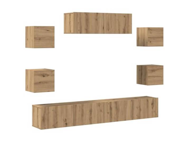 Makastle 7-TLG. TV-Wandschrank-Set Artisan-Eiche 100x30x30 cm
