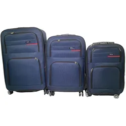 HTI-Living 3-teiliges Softkoffer-Set mit Teleskopstange und 4 Doppelrollen, Koffer, Blau
