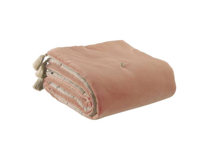 Edredon pompons en coton epice 80 x 180 cm