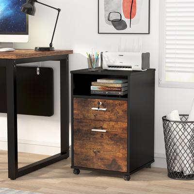 1Easylife 2 Drawer Mobile File Cabinet with Lock Printer Stand with Rolling Wheels