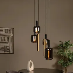 Lucide JOANET Pendelleuchte Ø65 cm 4xE27 Messing Rauchglas