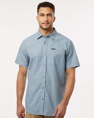 Columbia 199080 Men's Rapid Rivers Novelty Short Sleeve Shirt in Ripple Blue size XL   Cotton