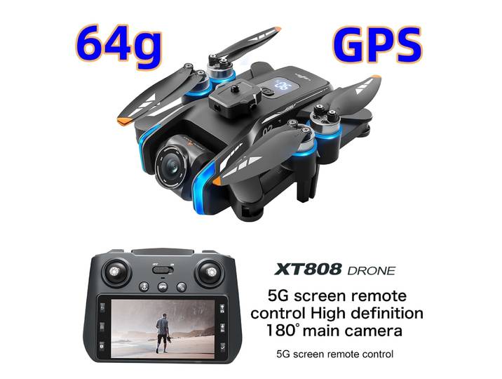 Nouveau Drone pliant GPS à flux optique 5G XT808, avec Transmission WIFI, caméra aérienne professionnelle, quadrirotor 64G
