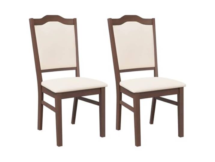 POUFGDR Esszimmerstühle mit Kissen, 2 Stück, Massivholz, Braun Gummibaumholz, ergonomisches Design, inklusive Kissen, für Esszimmer und Wohnzimmer