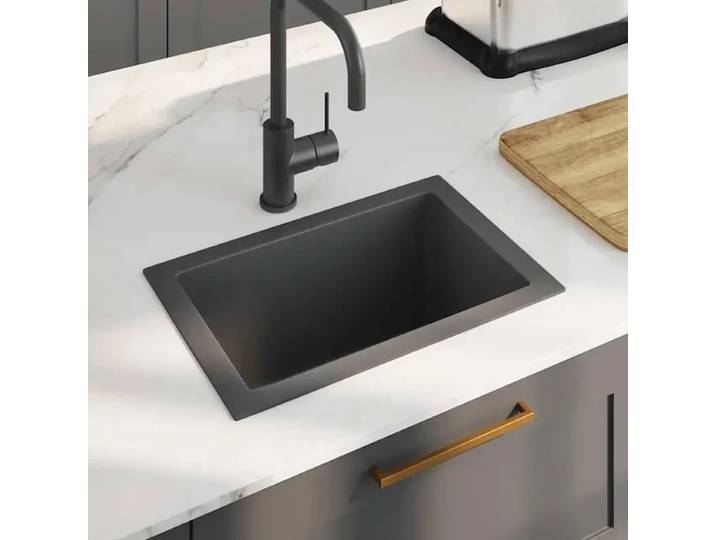 Évier de cuisine fait main en acier inoxydable noir, durable, en granit, accessoire de cuisine pratique pour la maison