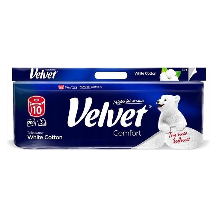 Velvet Valvet Toilet Paper 3-Ply White Cotton, 10 Rolls (10x) (54319038)