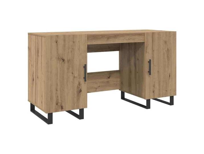 Bureau industriel avec rangement - CLARENCE - 140x50x75 cm - Chêne artisanal - Bois d'ingénierie - Finition mate