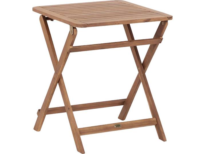 BELIANI Garten-Beistelltisch Hellbraun Akazienholz Klappbar Lattenoptik Lamellenoptik Rustikal Terrasse Balkon Out- & Indoor Holztisch Klapptisch