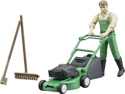 bruder Gärtner mit Rasenmäher und Gartengeräten Fertigmodell Landwirtschafts Modell