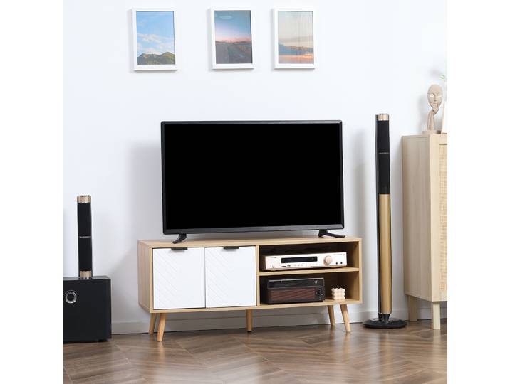 Meuble TV Salle de Bain MCOM avec 2 Portes, 2 étagères TV, 46, 110x39x48,8 cm