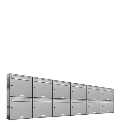 AL Briefkastensysteme 12 Fächer Premium Edelstahl Wand Briefkasten Anlage für Post A4, modern, robust und wetterfest, Artikelnummer: 331T12EA6