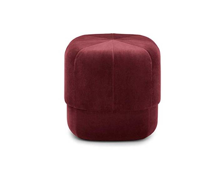IXMLDAXD Der Stuhl, Soft Velvet Round Ottoman - Orange Padded Coffee Table Footstool for Living Room & Bedroom Extra Seating(Red Wine,40x40x46cm(16x16x18inch))