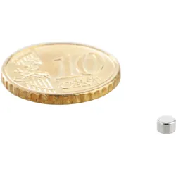 100 Scheibenmagnet, 3 mm, 2,0 mm, N48, 100 Stück, Neodym, silber