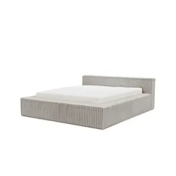 S-STYLE Polsterbett Cord  mit Bettkasten und Lattenrost Noord , grau , Maße (cm): B: 202 H: 73