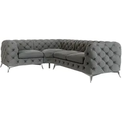 ECKSOFA Chesterfield Laura Grau Samt
