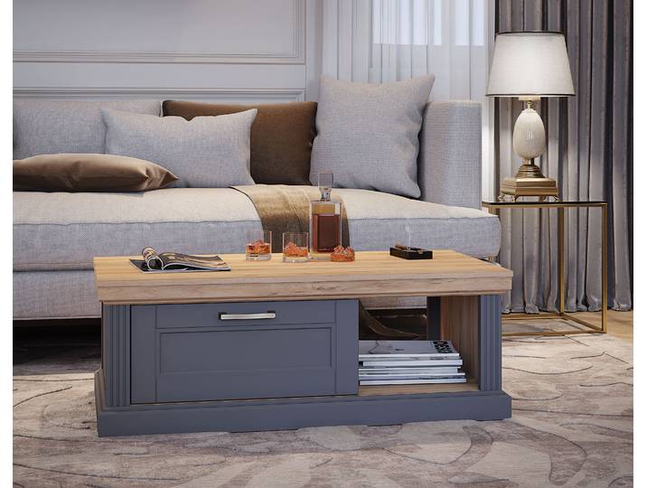 Couchtisch GOODPRODUCT Tara , grau (graphit matt, pacific walnut, pacific walnut), B:110cm H:40cm T:61cm, Tische, Couchtisch, mit Soft-Close-Funktion, mit Rollen und Stauraum